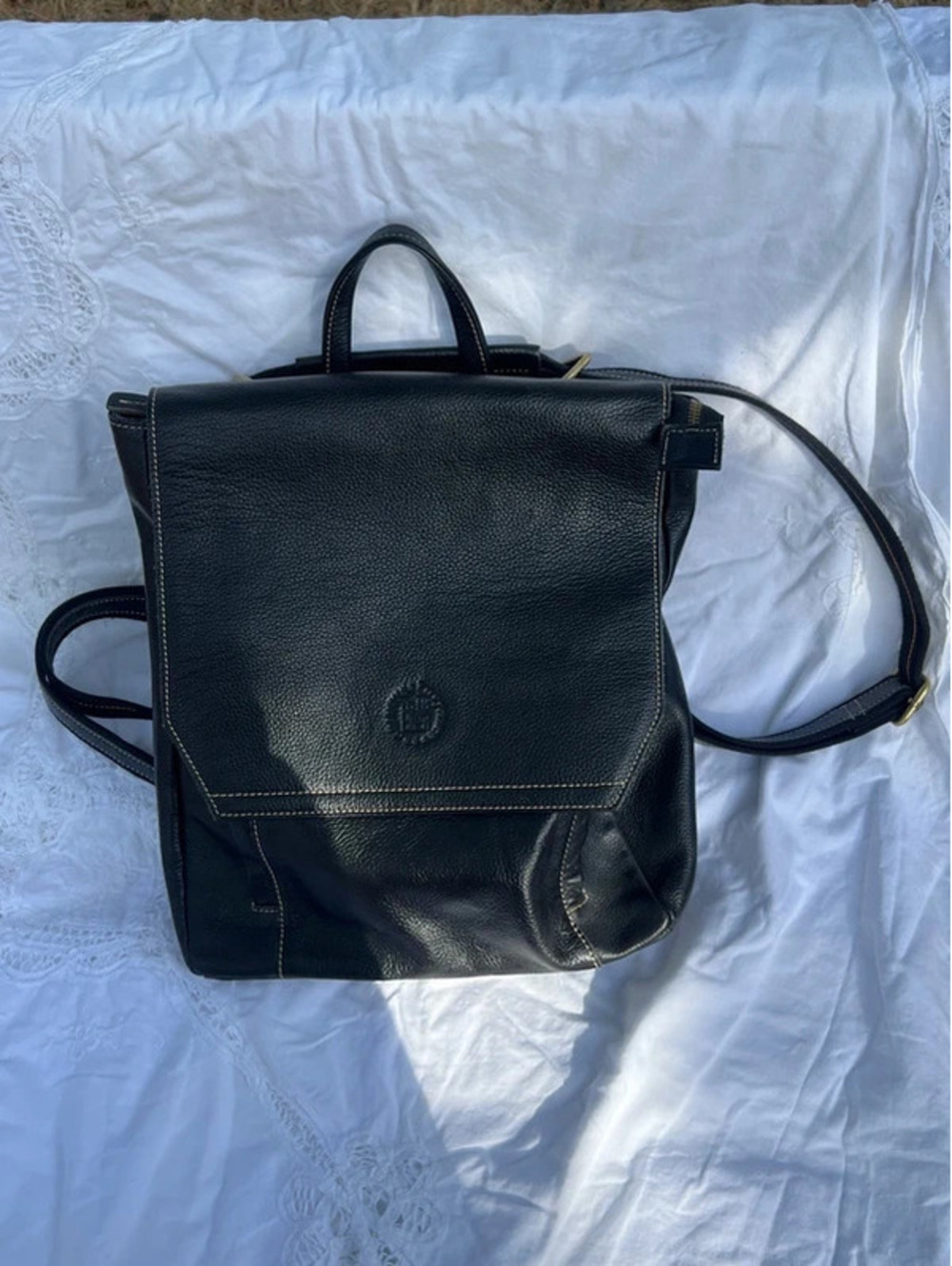 Black leather convertible backpack purse